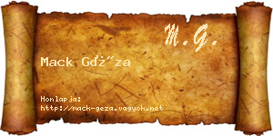 Mack Géza névjegykártya