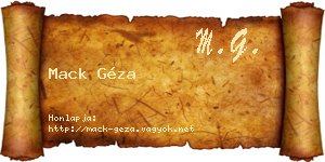 Mack Géza névjegykártya